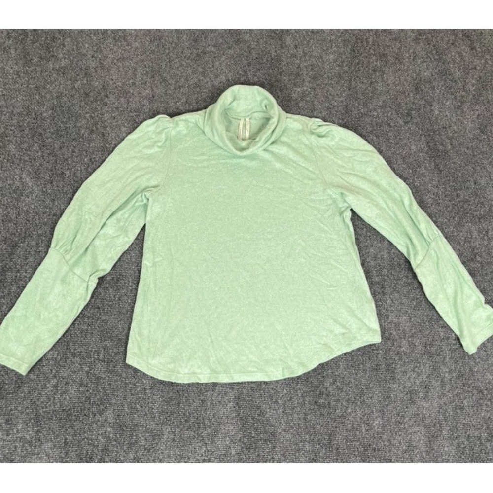 Anthropologie Mint Green Turtle Neck Long‎ Puff Sleeve  Viscose Blend Size M